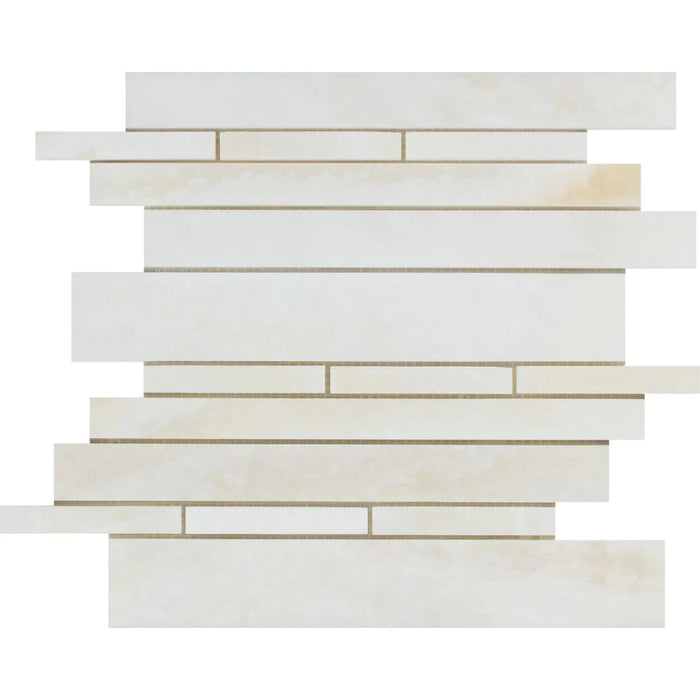 White Onyx Polished Random Strip Mosaic Tile