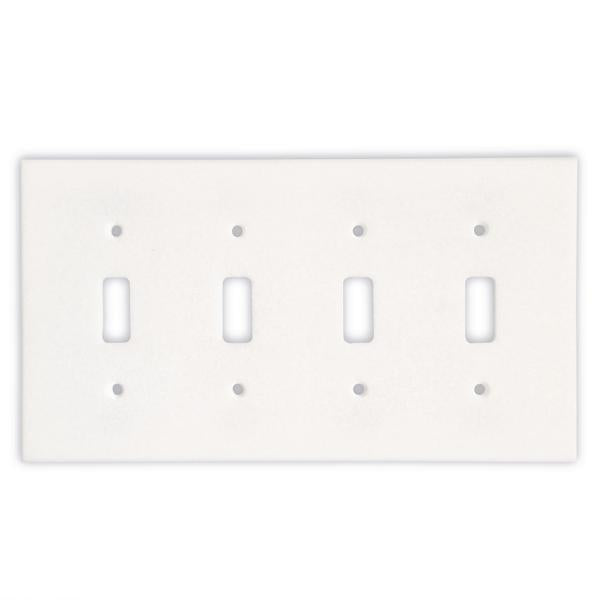 Thassos White Marble Quadruple Toggle Switch Wall Plate Cover 4.5X 8.25 inch