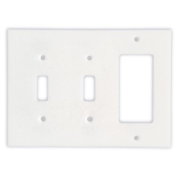 Thassos White Marble Double Toggle Rocker Switch Wall Plate And Switch Plate Cover 4.5 X 6.3 inch