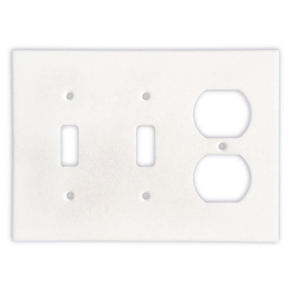 Thassos White Marble Double Toggle Duplex Switch Wall Plate And Switch Plate Cover 4.5 X 6.3 inch