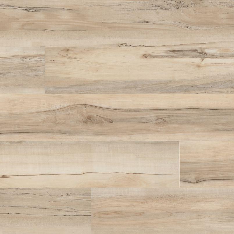 Flat lay view of Akadia luxury vinyl tile in creamy beige with fine brown wood grain