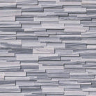 Flat view of Alaska Gray 3D Honed Marble Stacked Stone Panel, 6x24, showing layered matte finish