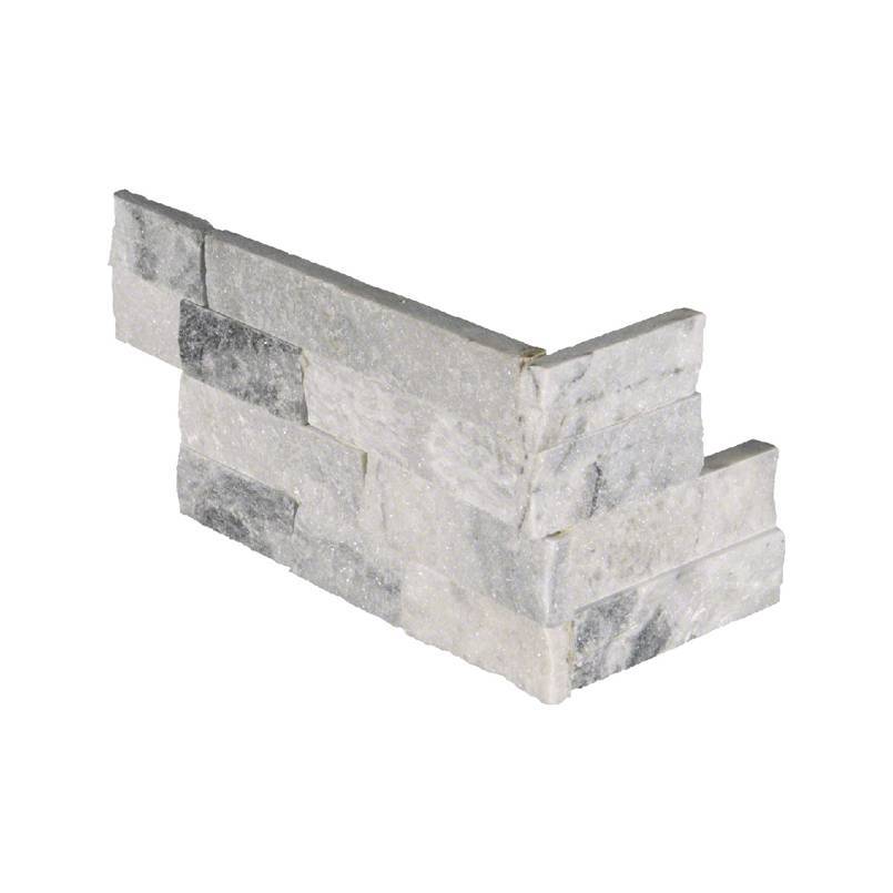Flat lay of Alaska Gray Small corner panels in split face marble