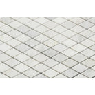 Close-up of Arabescato Carrara Marble in 1x2 diamond shape with polished finish