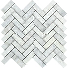 Arabescato Carrara 1x3 inch herringbone marble mosaic sheet
