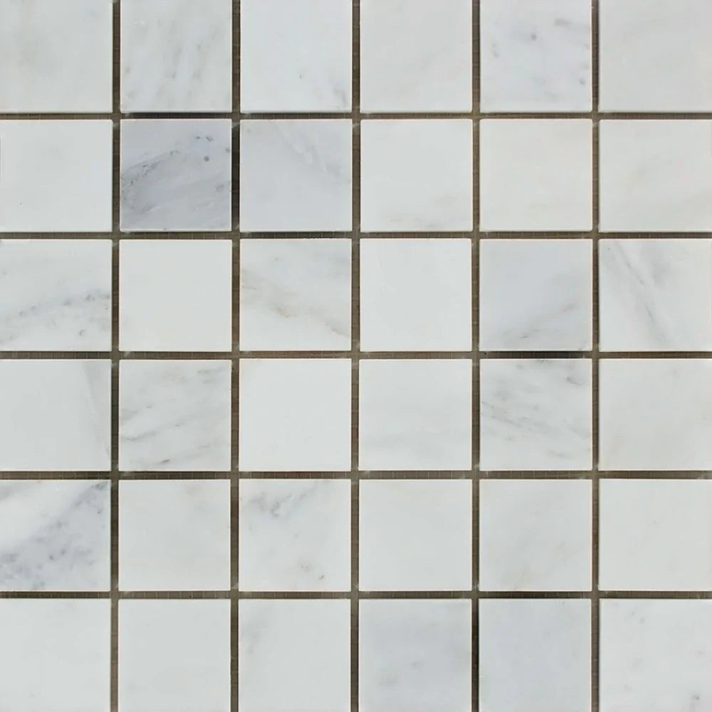Arabescato Carrara 2x2 inch polished marble mosaic sheet