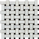 Arabescato Carrara Basketweave Mosaic with black accents