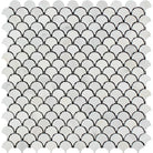 Arabescato Carrara Marble Fan Mosaic in polished finish