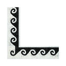Close-up of Greek Wave Corner in black on Carrara marble