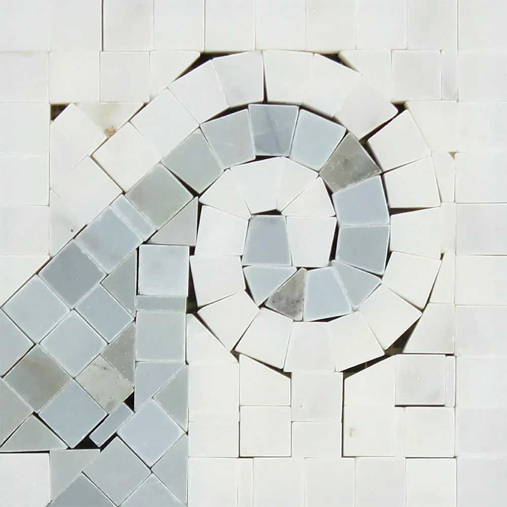 Arabescato Carrara Greek Wave Corner Blue Marble 4x4