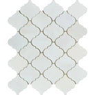 Arabescato Carrara Lantern Mosaic tile in polished finish on mesh