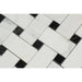 Close-up of Arabescato Carrara Basketweave Mosaic showing pattern and veining