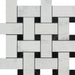 Arabescato Carrara Large Basketweave Mosaic with black accents