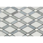 Close-up of Arabescato Carrara Lattice Mosaic showing interlocking marble pattern