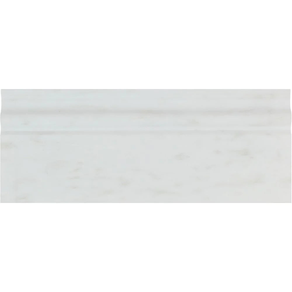 Close-up of Arabescato Carrara Marble Baseboard showing natural veining
