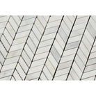 Close-up of Arabescato Carrara Mini Chevron Mosaic showing chevron pattern and veining