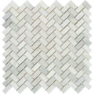 Arabescato Carrara Mini Herringbone Mosaic tile sheet in polished finish