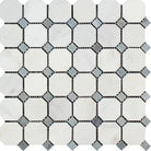 Arabescato Carrara Marble Octagon Blue Mosaic tile polished 12x12