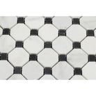 Close-up of Arabescato Carrara Octagon Mosaic showing polished octagon tile detail