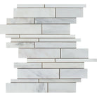 Arabescato Carrara Marble Random Strip Mosaic 12x12 inch polished