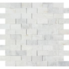 Arabescato Carrara Splitface 1x2 Mosaic tile sheet with textured finish