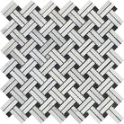 Arabescato Carrara Marble Stanza Mosaic Black 12x12 tile with polished finish