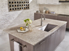 Close-up of Arctic White split face marble showcasing crisp white veining and rugged texture