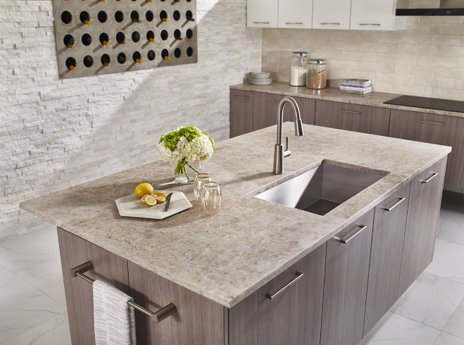 Close-up of Arctic White split face marble showcasing crisp white veining and rugged texture