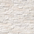 Top view of Arctic White Marble stacked stone panel with clean white tones and textured surface