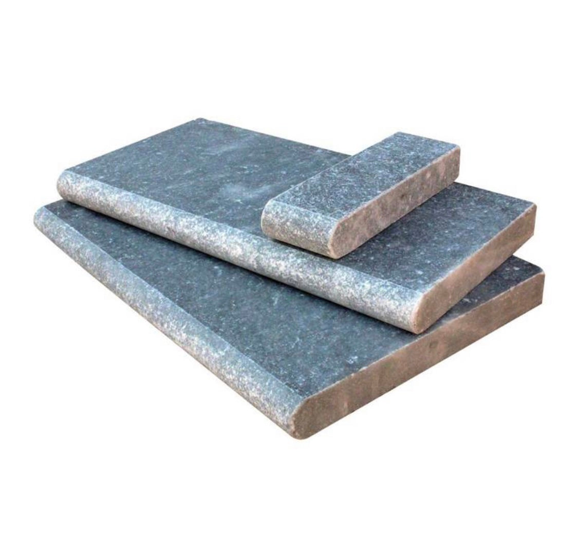 Flat view of Atlantic Blue Marble Pool Coping 12x24 with tumbled finish