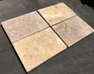 Flat view of Autumn Travertine Pool Coping 12x24 with tumbled surface and bullnose edge