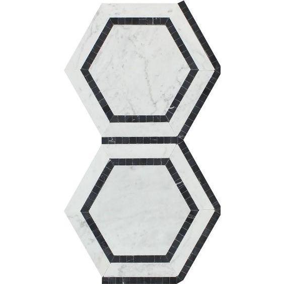 Carrara White Marble 5" Hexagon Domino