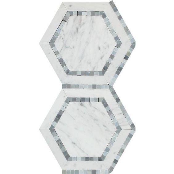 Carrara White Marble 5" Hexagon Azzurri