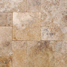 Flat view of Bergamo Travertine Paver in Versailles pattern with tumbled finish