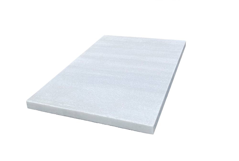 Flat view of Bianco Carrara Marble Paver 16x24 with leathered finish