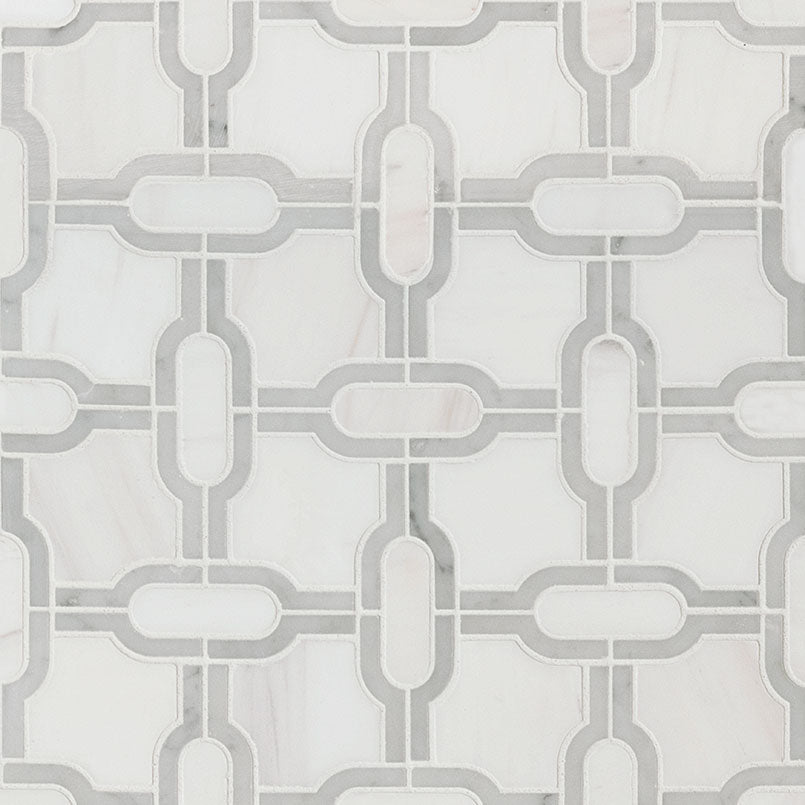 Bianco Gridwork Waterjet Marble Mosaic