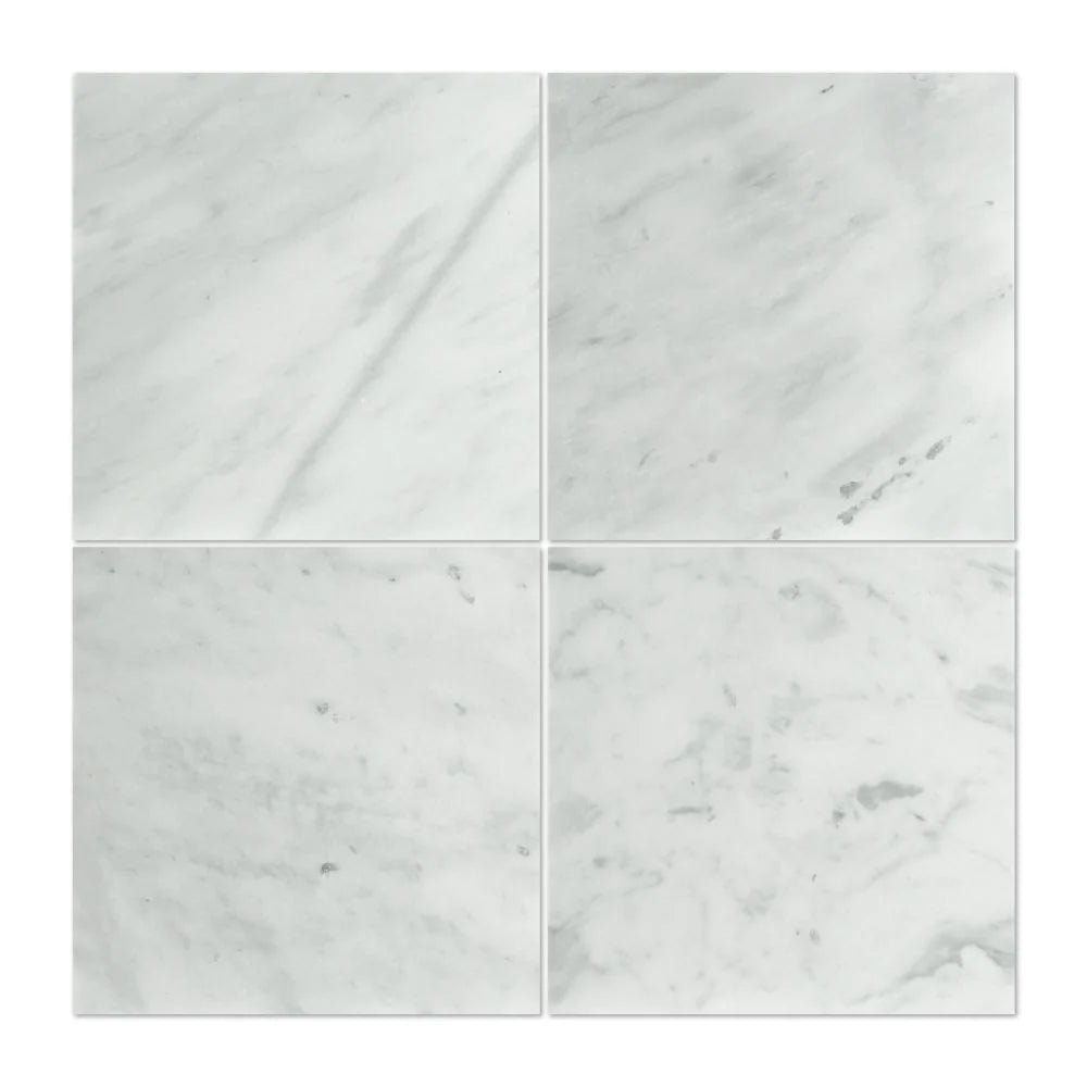Flat view of Bianco Mare Marble Tile, polished 12x12 size