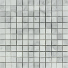 Flat view of Bianco Mare Marble 1x1 Mosaic Tile in polished finish, full sheet