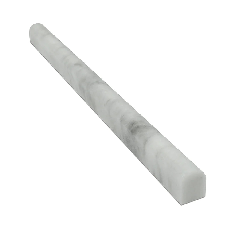 Flat view of Bianco Mare Marble Pencil Molding, 1/2"x12"