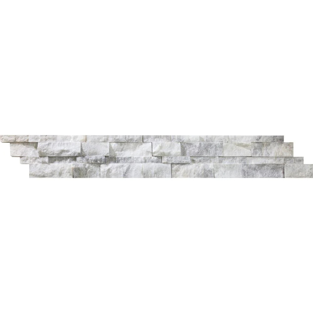 Flat view of Bianco Mare Marble Split Face Panel, 6x24 format
