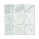 Flat view of Bianco Mare Marble Tumbled Tile in 4x4 size, showing soft beige and ivory tones