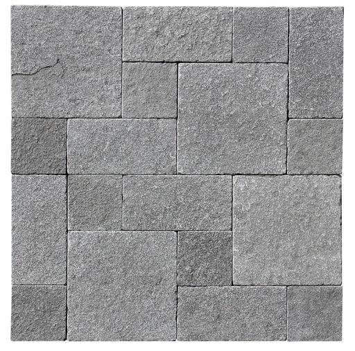 Blue Limestone Paver in Roman Pattern with tumbled finish