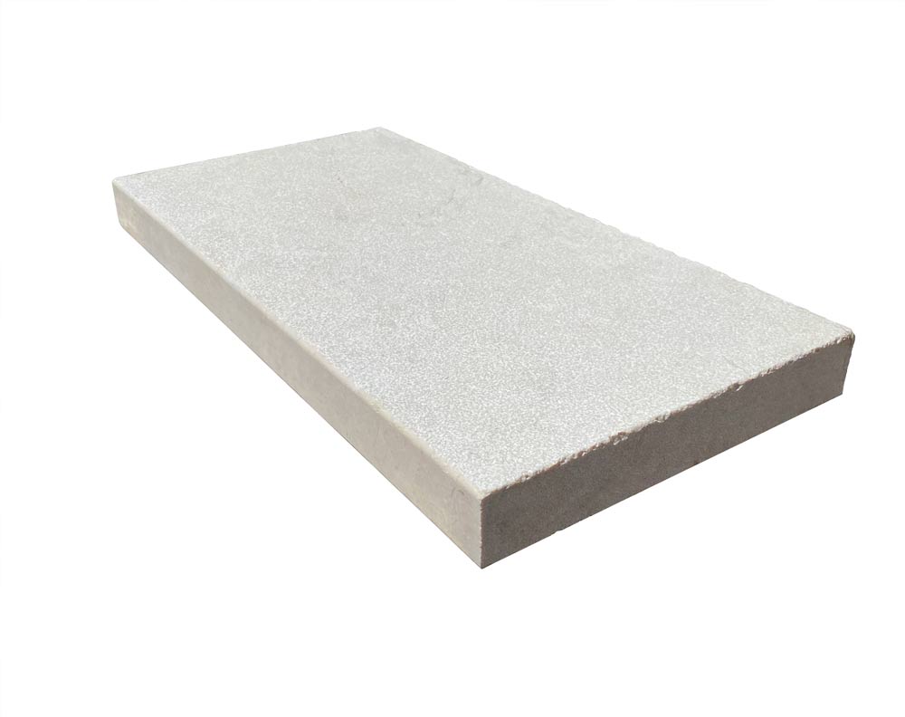 Flat view of Botticino Marble Pool Coping 12x24 with leathered finish and modern edge