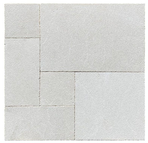 Botticino Marble Pavers in Versailles pattern with leathered finish