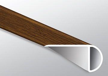 Close-up detail of Braly vinyl plank surface with dark wood grain and smooth texture