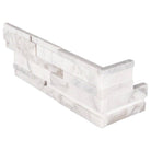 Flat lay view of Calacatta Cressa 3D corner marble panels in white with subtle gray veining