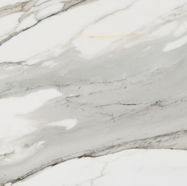 Close-up of Calacatta Gold Marble surface with bold golden veining