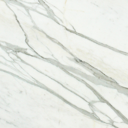 Flat view of Calacatta Gold Marble Tile in polished finish, 18x18 size, with golden and gray veining