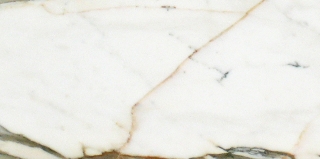 Close-up of Calacatta Gold 6x12 marble tile showing bold veining