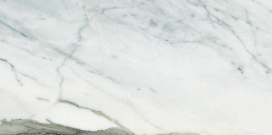 Close-up of Calacatta Gold 6x12 marble tile showing bold veining